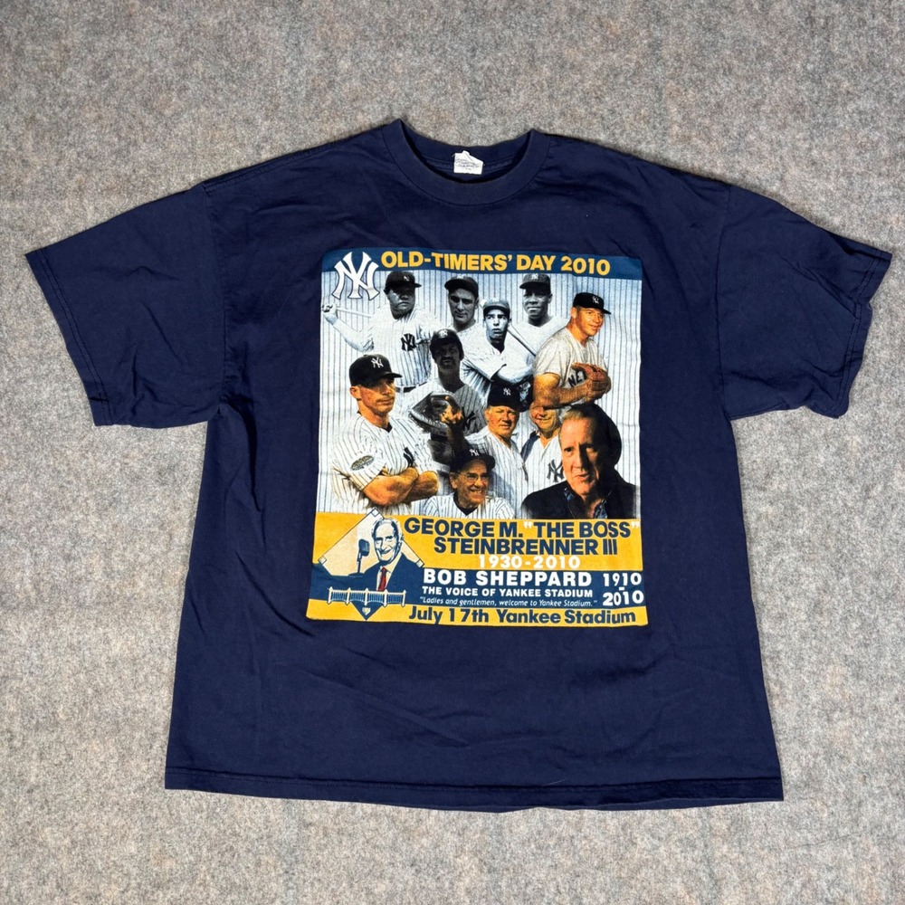 New York Yankees Old Timers Day 2010 T Shirt Sz XL Navy Steinbrenner Yogi Delta